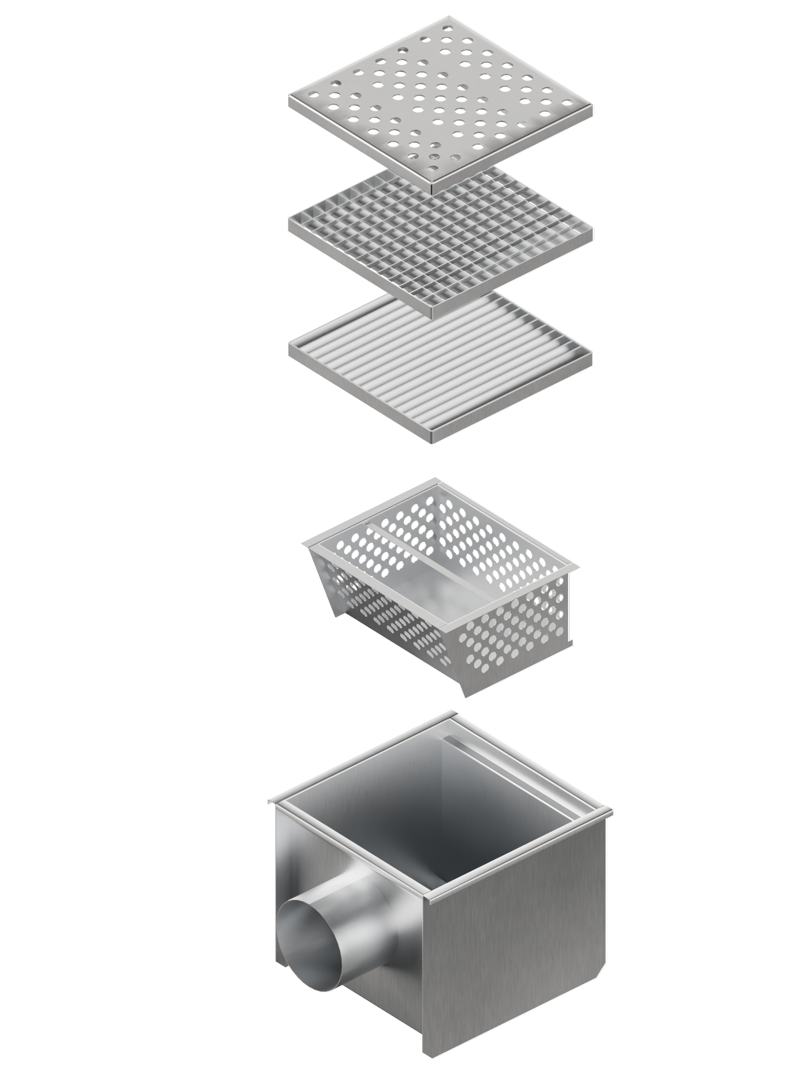 Трапоприямок квадратный горизонтальный выпуск Ду200